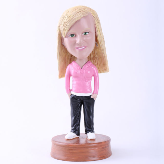Picture of Custom Bobblehead Doll: Woman Hands in Pockets