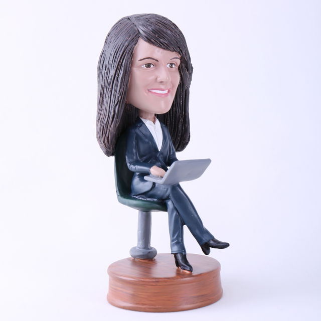 Picture of Custom Bobblehead Doll: Woman in Chair with Laptop