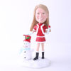Picture of Custom Bobblehead Doll: Santa Girl With Snowman