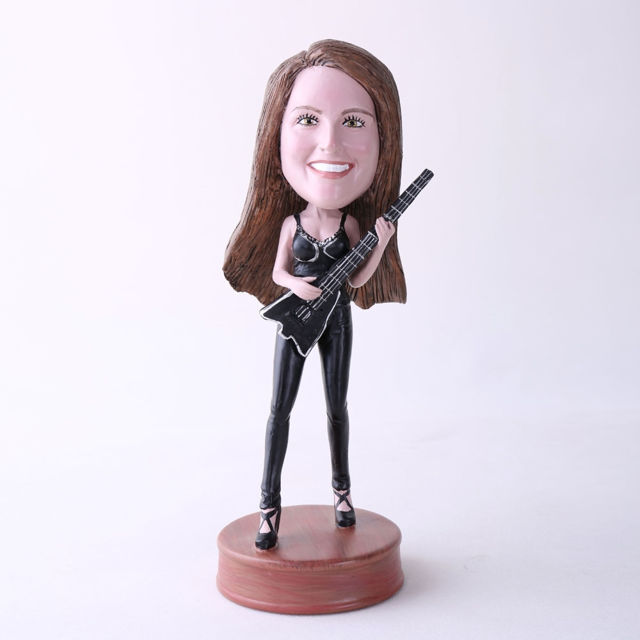 Picture of Custom Bobblehead Doll: Singing Woman With A Guitar