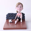 Picture of Custom Bobblehead Doll: Woman Sitting On The Floor With Soccer