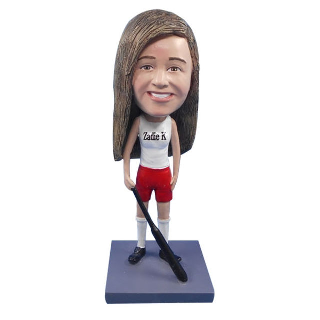 Picture of Custom Bobblehead Doll: Happy Girl Hockey Player
