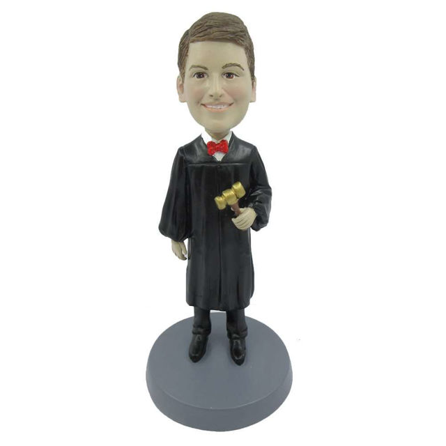 Picture of Custom Bobblehead Doll: Male Judge Hammer in Hand