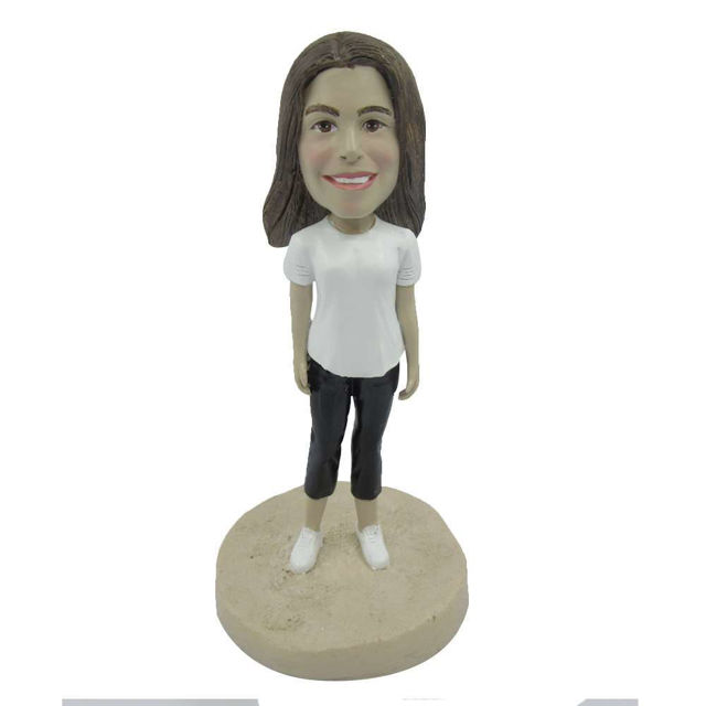 Picture of Custom Bobblehead Doll: Casual Woman in T-shirt