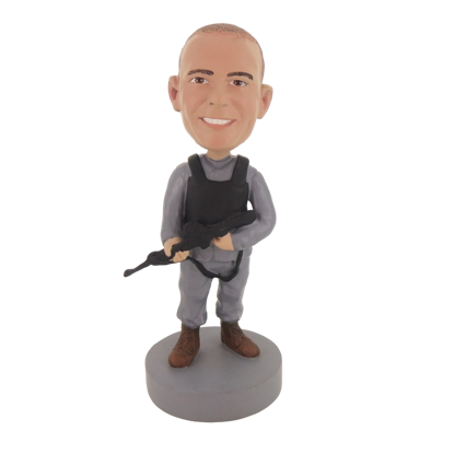 Picture of Custom Bobblehead Doll: Military Policeman With Machine Gun