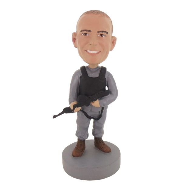Picture of Custom Bobblehead Doll: Military Policeman With Machine Gun