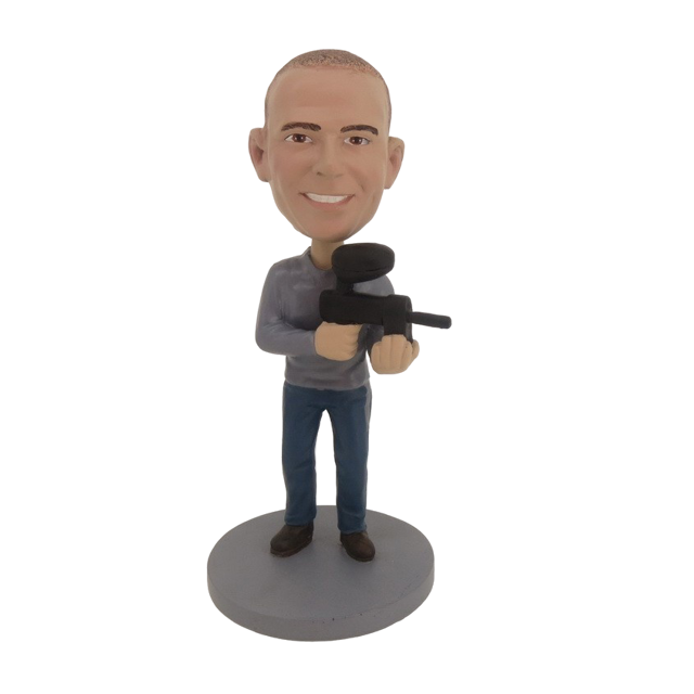 Picture of Custom Bobblehead Doll: Military Man With Machine Gun