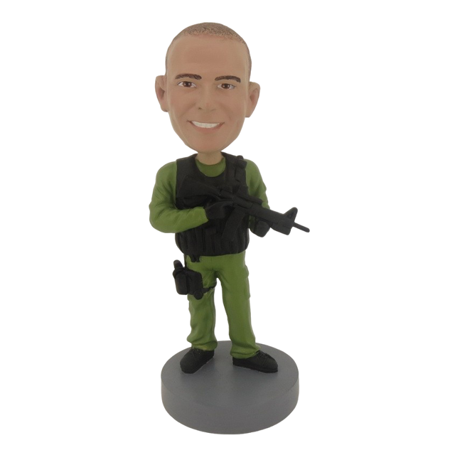 Picture of Custom Bobblehead Doll: Military Man With Gun And Walkie Talkie