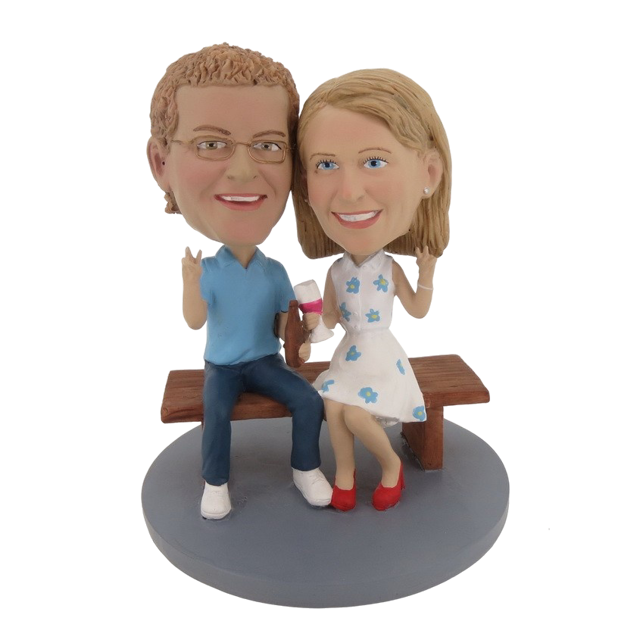 Picture of Custom Bobblehead Doll: Bench Sitting Couple