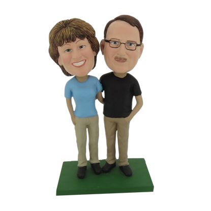 Picture of Custom Bobblehead Doll: Arm Behind Each Other Couple On Golf
