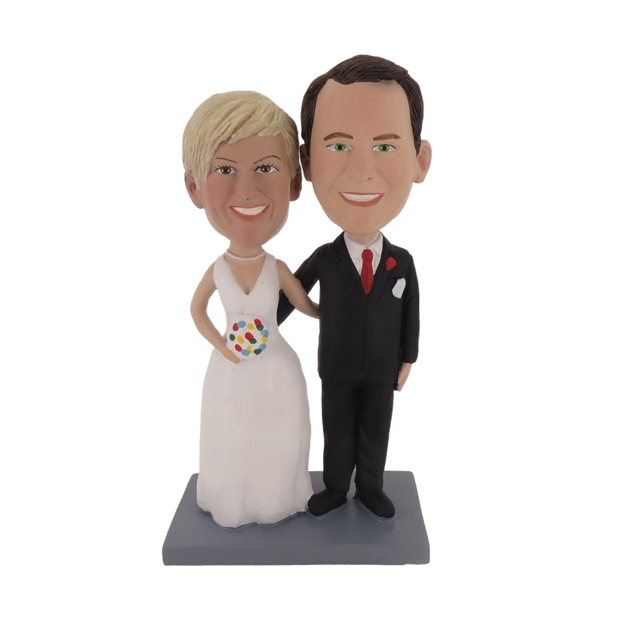 Picture of Custom Bobblehead Doll: Arm Behind Each Other Wedding Couple