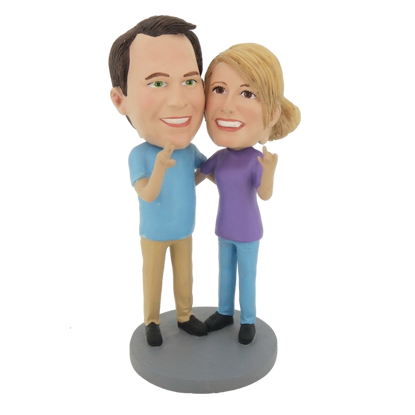 Picture of Custom Bobblehead Doll: Arm Behind Each Other Talking Couple