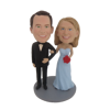 Picture of Custom Bobblehead Doll: Arms Around Each Other Retro Wedding Couple