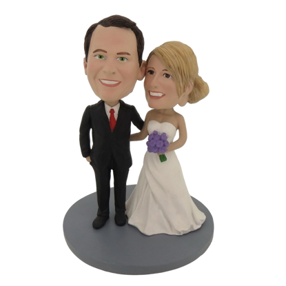 Picture of Custom Bobblehead Doll: Arms Around Each Other Wedding Couple