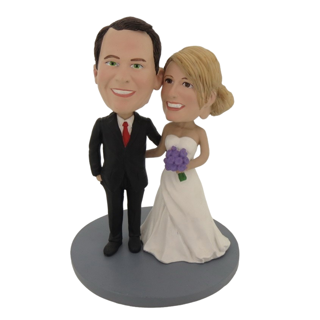 Picture of Custom Bobblehead Doll: Arms Around Each Other Wedding Couple