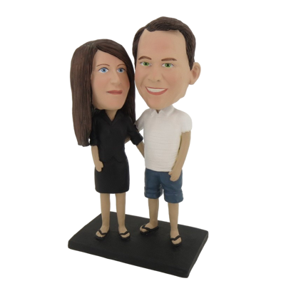 Picture of Custom Bobblehead Doll: Arms Around Each Other Casual Couple