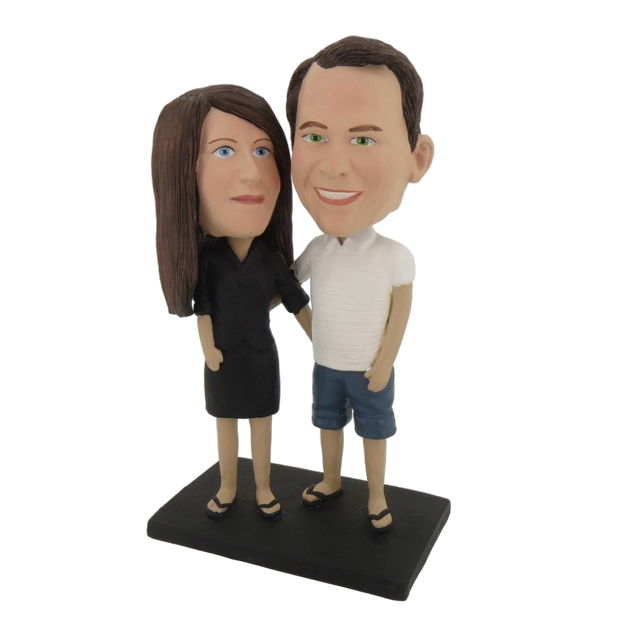 Picture of Custom Bobblehead Doll: Arms Around Each Other Casual Couple