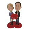 Picture of Custom Bobblehead Doll: Couple Holding Two Halves Of Heart