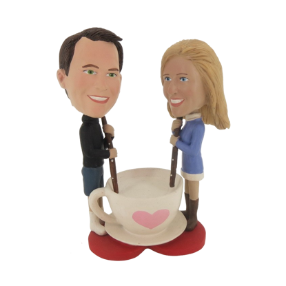 Picture of Custom Bobblehead Doll: Couple Stirring Love Mug