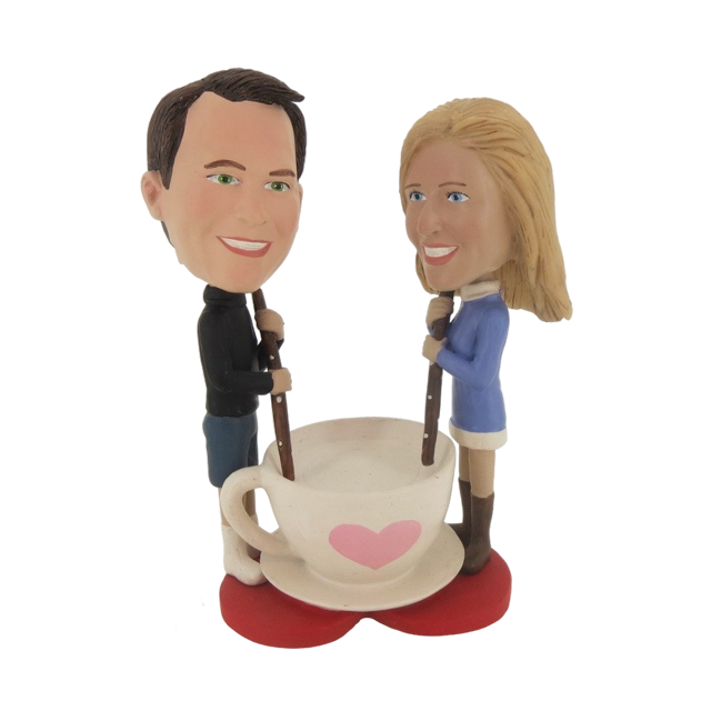 Picture of Custom Bobblehead Doll: Couple Stirring Love Mug