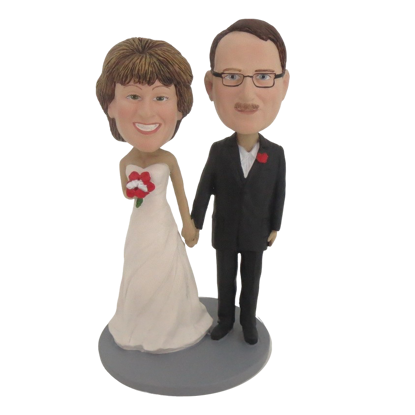 Picture of Custom Bobblehead Doll: Hand In Hand Wedding Couple
