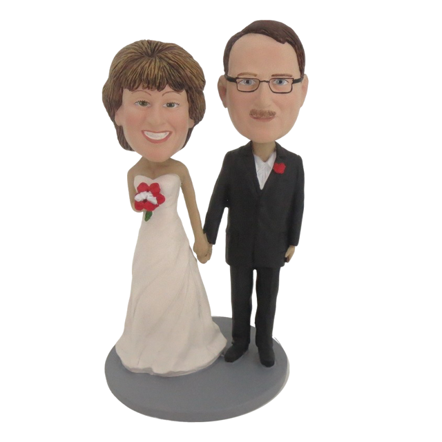 Picture of Custom Bobblehead Doll: Hand In Hand Wedding Couple