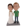 Picture of Custom Bobblehead Doll: Hand In Hand White Dress Bride Couple