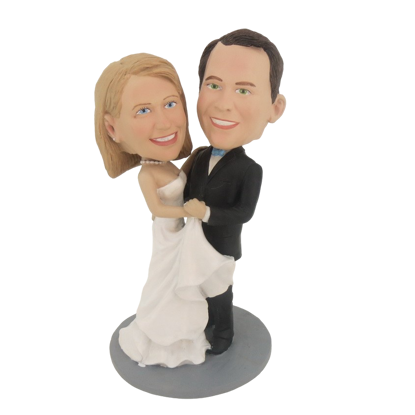 Picture of Custom Bobblehead Doll: Wedding Couple Holding Each Other