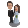 Picture of Custom Bobblehead Doll: Black Suit Groom Hand In Hand Couple