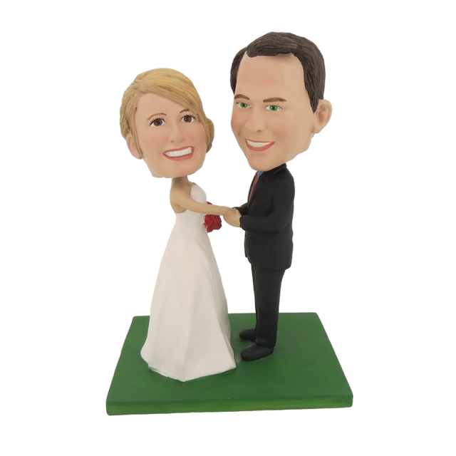 Picture of Custom Bobblehead Doll: Couple Face to Face on Wedding