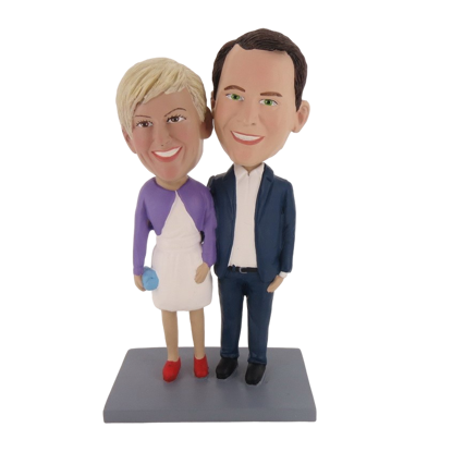 Picture of Custom Bobblehead Doll: Man's Hand Behind Woman Couple
