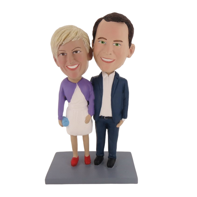Picture of Custom Bobblehead Doll: Man's Hand Behind Woman Couple