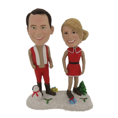 Picture of Custom Bobblehead Doll: Happy Christmas Couple