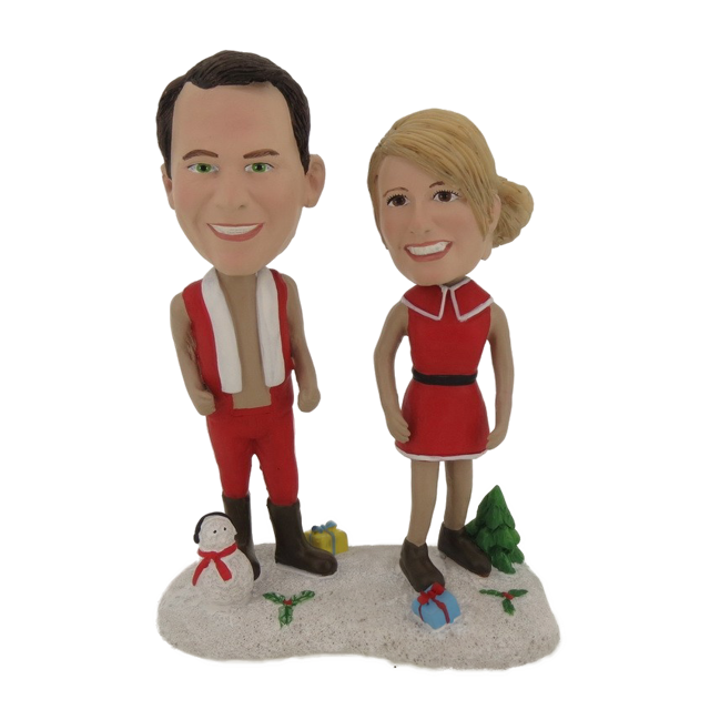 Picture of Custom Bobblehead Doll: Happy Christmas Couple