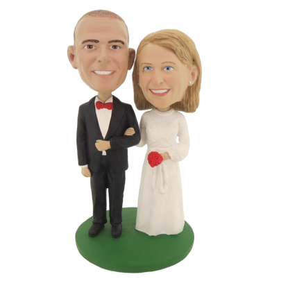 Picture of Custom Bobblehead Doll: Couple Standing on Lawn