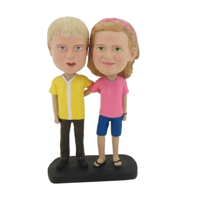 Picture of Custom Bobblehead Doll: Arm Behind Each Other Young Couple