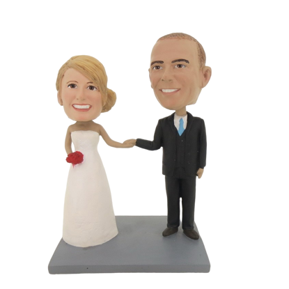 Picture of Custom Bobblehead Doll: Wedding Couple Hands in Hands