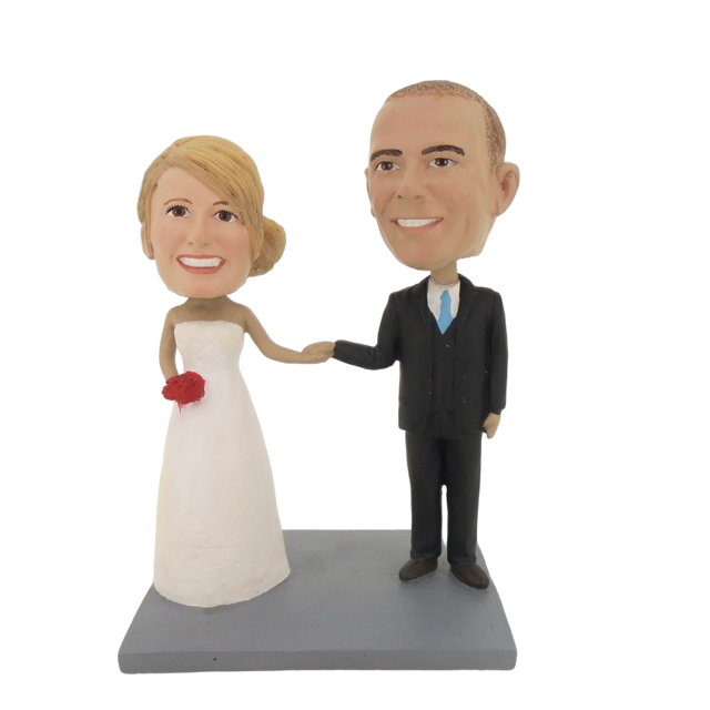 Picture of Custom Bobblehead Doll: Wedding Couple Hands in Hands