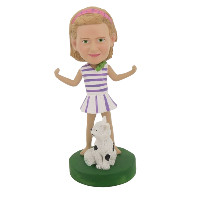 Picture of Custom Bobblehead Doll: Girl And Cat