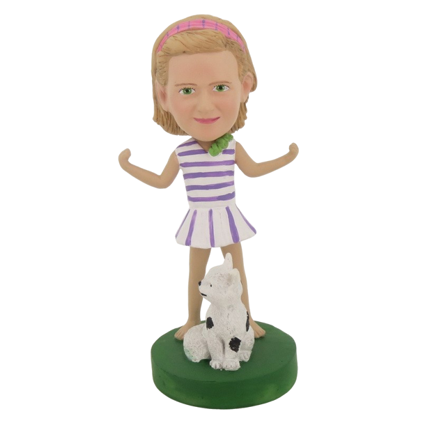 Picture of Custom Bobblehead Doll: Girl And Cat