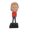 Picture of Custom Bobblehead Doll: Girl In Orange Dress And Blue Jeans