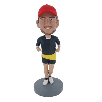 Picture of Custom Bobblehead Doll: Male Runner With Red Hat