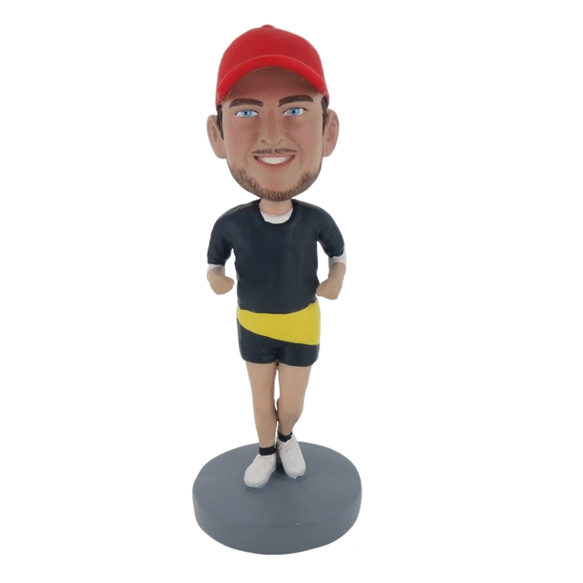 Picture of Custom Bobblehead Doll: Male Runner With Red Hat