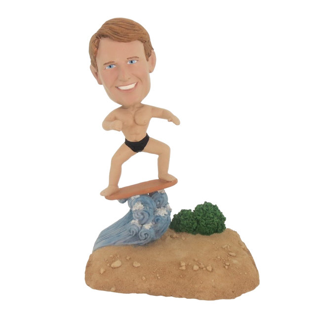 Picture of Custom Bobblehead Doll: Man Enjoying Surfing