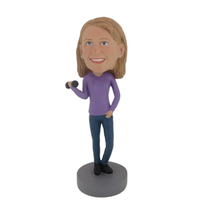 Picture of Custom Bobblehead Doll: Woman Playing Dumbbell