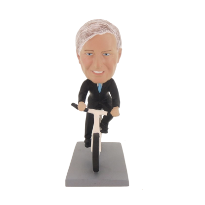 Picture of Custom Bobblehead Doll: Black Suit Man Riding Bicycle