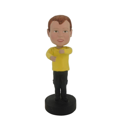 Picture of Custom Bobblehead Doll: Boy In Yellow With Holding Gesture