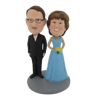 Picture of Custom Bobblehead Doll: Black Suit Man And Bride