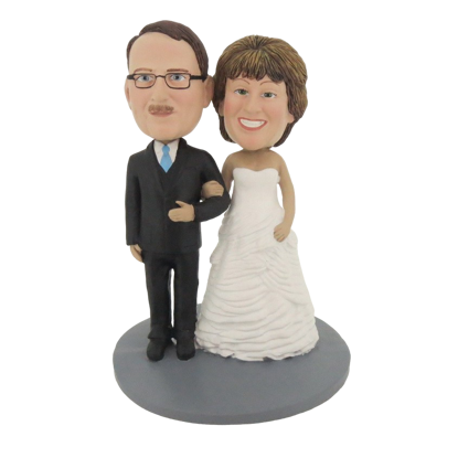 Picture of Custom Bobblehead Doll: Happy Arms Linked Man and Woman