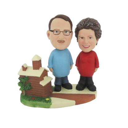 Picture of Custom Bobblehead Doll: Woman And Man With Beautiful House